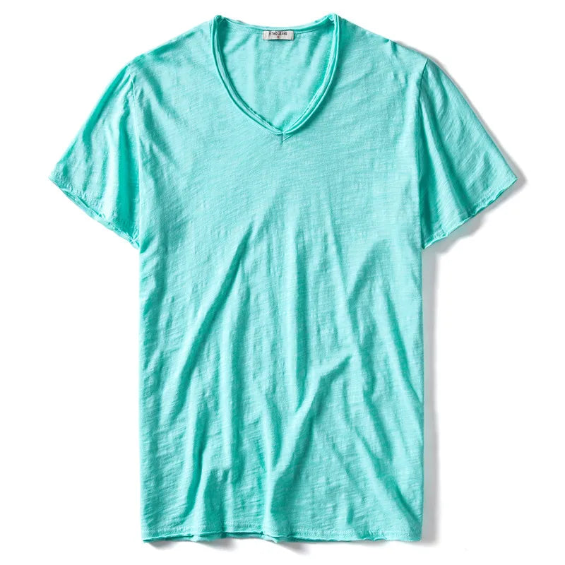 Men's V-Neck T-Shirt – Breathable Cotton Tee, Lightweight Summer Tees, Casual Shirt