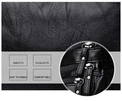 Soft Leather Shoulder Bag - Women's Crossbody Double Layered Large Capacity Tote