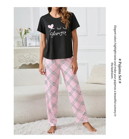 Women's Pajamas Home Suit Soft Comfort Nightwear Loungewear Autumer Crew Neck Tops and Shorts Pajama Pants 3 Piece Pyjama Femme