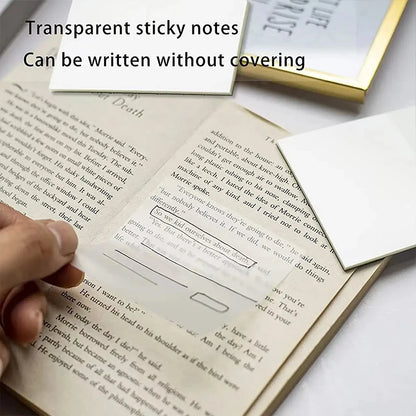 Transparent Waterproof Sticky Notes - 200 Sheets Fluorescent Notepad for School  Office