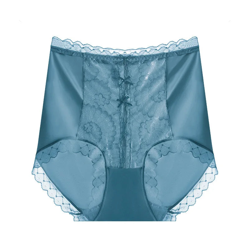 High Waist Lace Women Panties Ice Silk Thin Elastic Briefs Lingerie Seamless Luxury Breathable Underwear Butt Lifting Underpants
