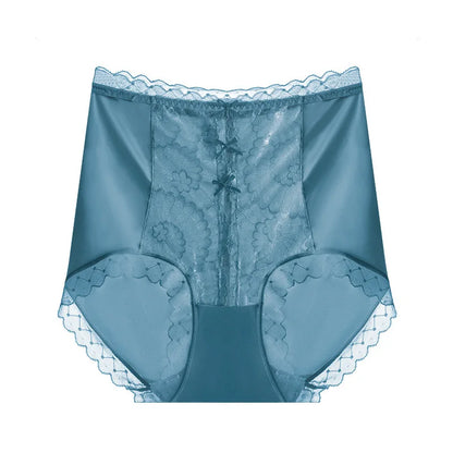 High Waist Lace Women Panties Ice Silk Thin Elastic Briefs Lingerie Seamless Luxury Breathable Underwear Butt Lifting Underpants