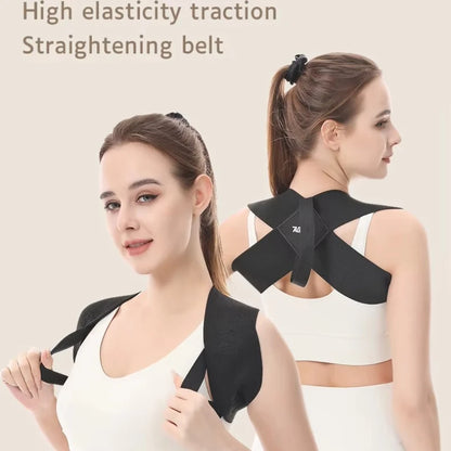 Black Durable Open Shoulder Beauty Back Traction Shoulder Strap Chest Hunchback Corrector Breathable Invisible High Elastic Belt