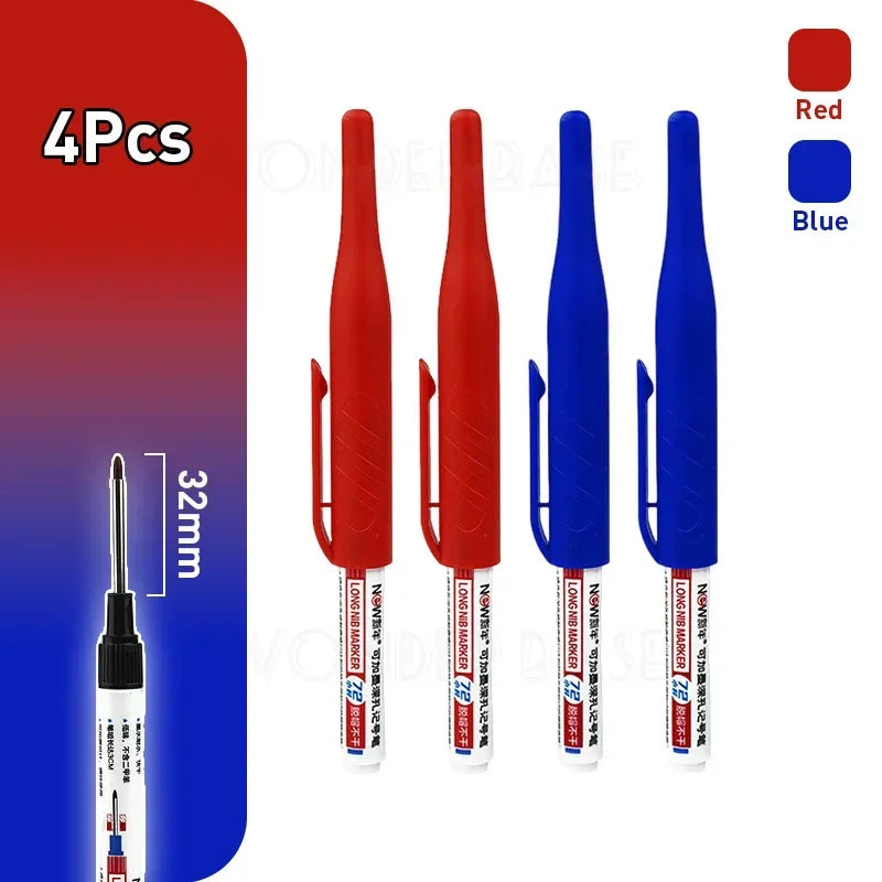 Waterproof Multi-Purpose 32mm Deep Hole Marker Pens - 1-8 Pcs in 4 Colors for Wood Tile Metal  Bathroom Use