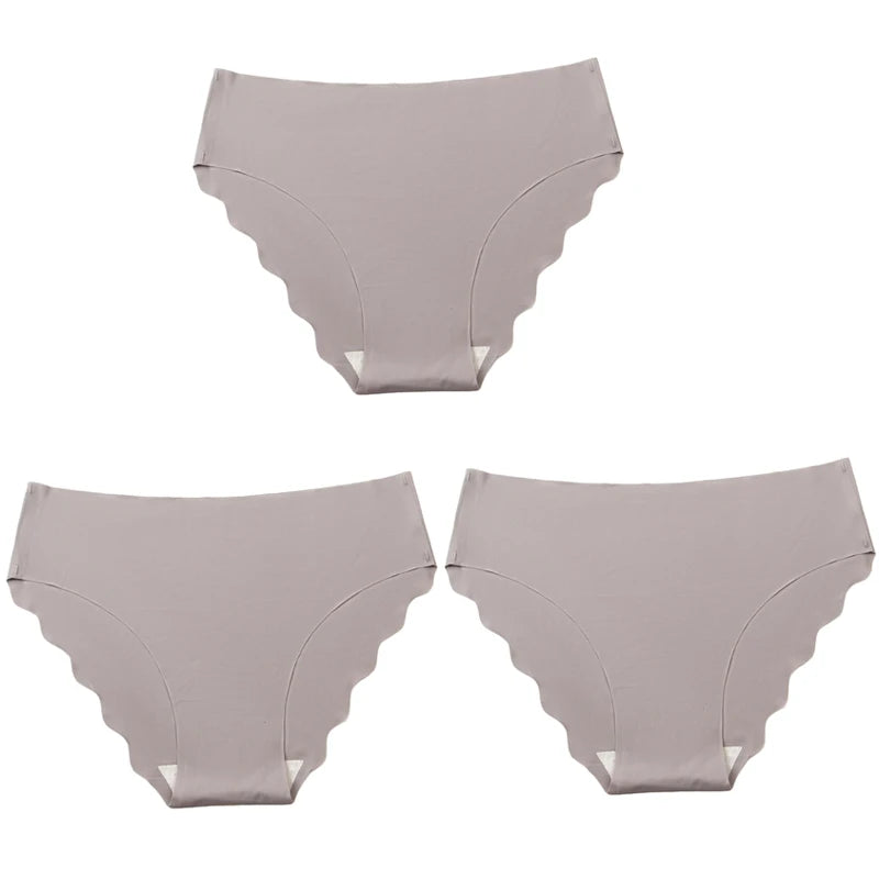 3pcs Women's Seamless Ice Silk Panties Female Mid Waist Plus Size Leopard Print Underwear Girls Fashion Brief Lady Comfort Panty