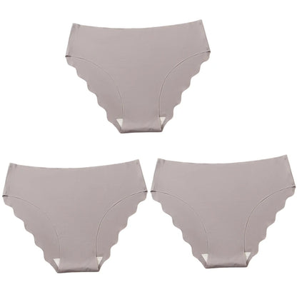 3pcs Women's Seamless Ice Silk Panties Female Mid Waist Plus Size Leopard Print Underwear Girls Fashion Brief Lady Comfort Panty