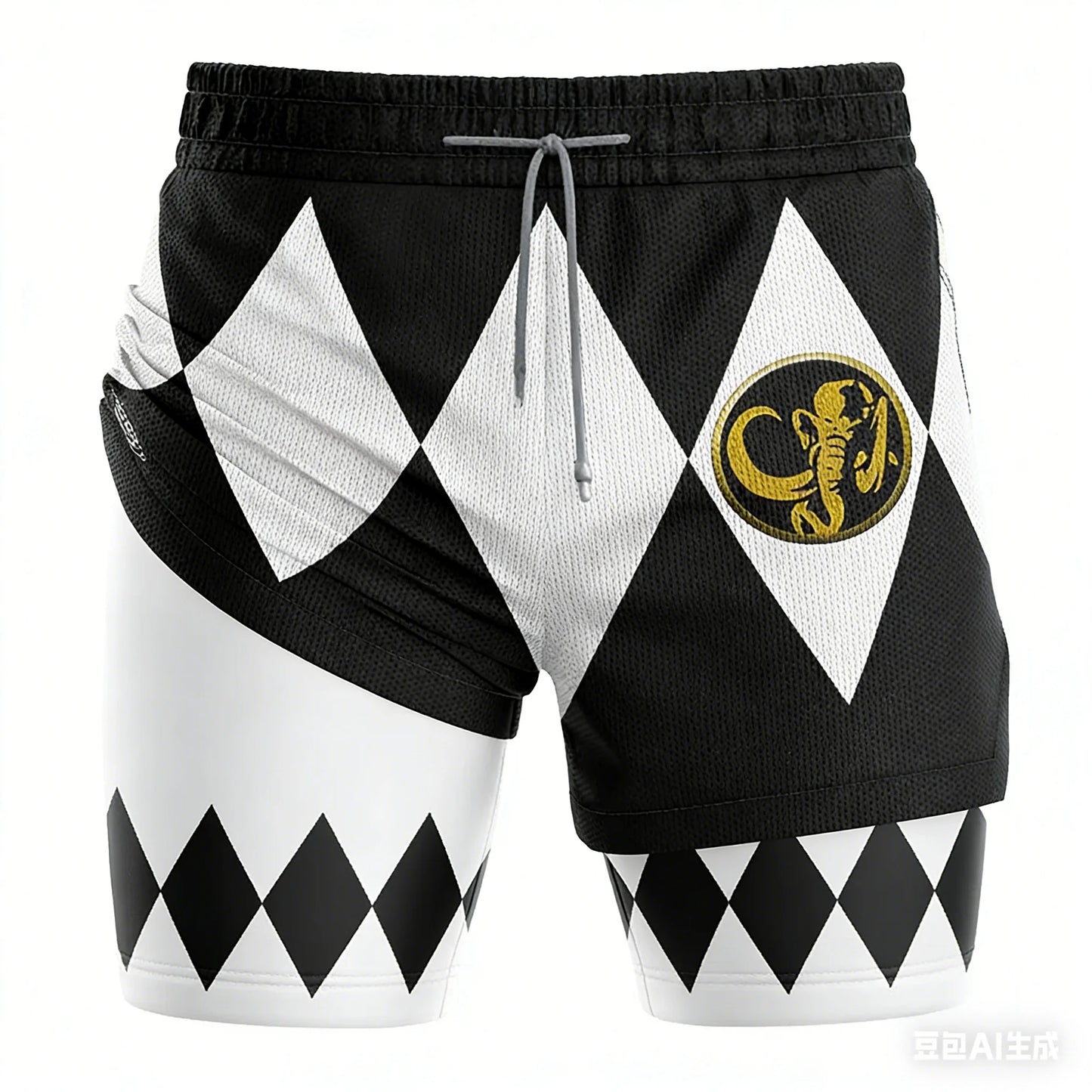 Bandai Periphery Power Rangers Men's Double Layer 2-In-1 Performance Gym Shorts Summer Quick-Dry Comfy Lightweight Beach Shorts