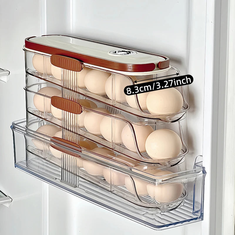 Egg Storage Box - Automatic Rolling Egg Holder Rack for Refrigerator