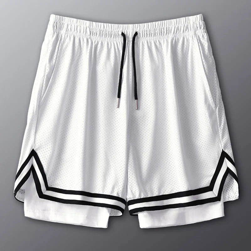 1pcs Men Basketball Sport Shorts Boy Gym Running Short Male 2 In 1 Quick Dry Workout Training Fitness Mesh Breathable Short Pant