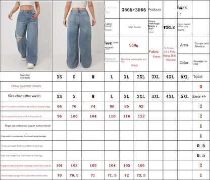 Women's Jeans 2026 New Arrival Loose Fit Casual High Waist Y2K Wide Leg Ripped Regular Denim Trousers Trendy Vintage Strety Ve