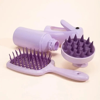 Scalp Massage Comb Set - Shampoo Brush  Hair Washing Spray Bottle - ZOOMNSTORE