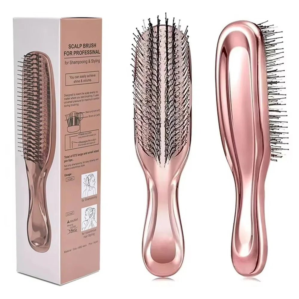 Scalp Massager Brush - Ergonomic Rose Gold Japanese Plastic Hair Detangling Comb - ZOOMNSTORE