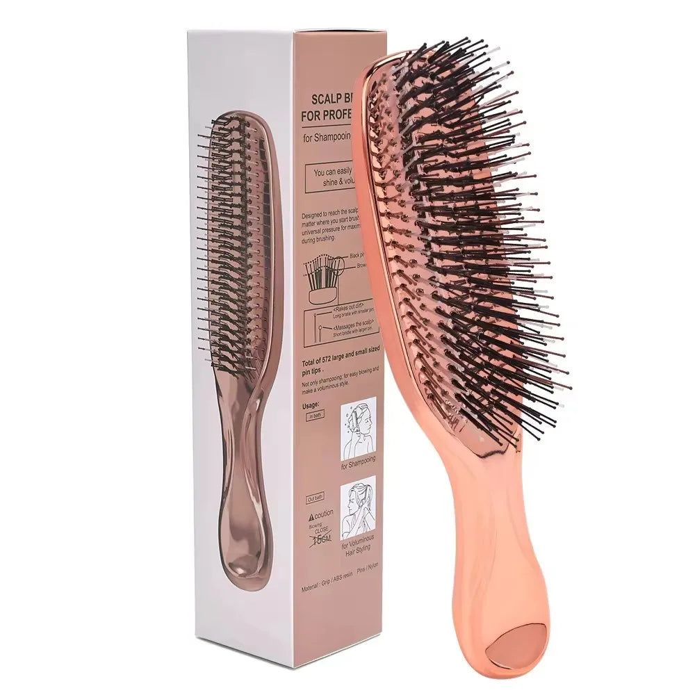 Scalp Massager Brush - Ergonomic Rose Gold Japanese Plastic Hair Detangling Comb - ZOOMNSTORE