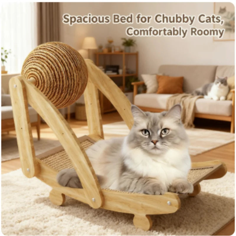 Wooden Cat Scratching Ball 2 In 1 Cat Scratcher Sisal Scratch Board Wear-Resistant Grinding Paw Toy Solid Wood Scraper for Cats
