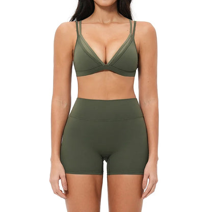 Yoga Sets 2PCS Women's Tracksuit Fitness Outfits Sportswear Workout Set Sports Bra High Waist Leggings Gym Clothing Sports Suits