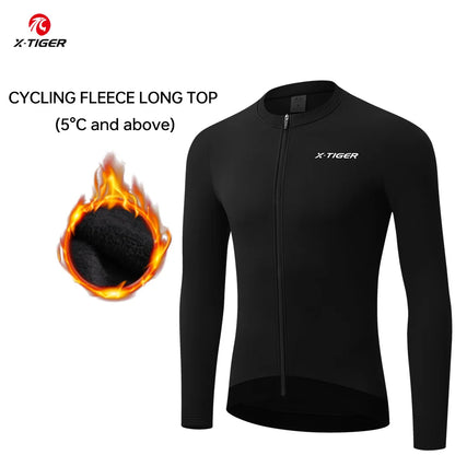 Winter Cycling Jersey - Men's Fleece Bike Jacket With Full Zipper & Pockets