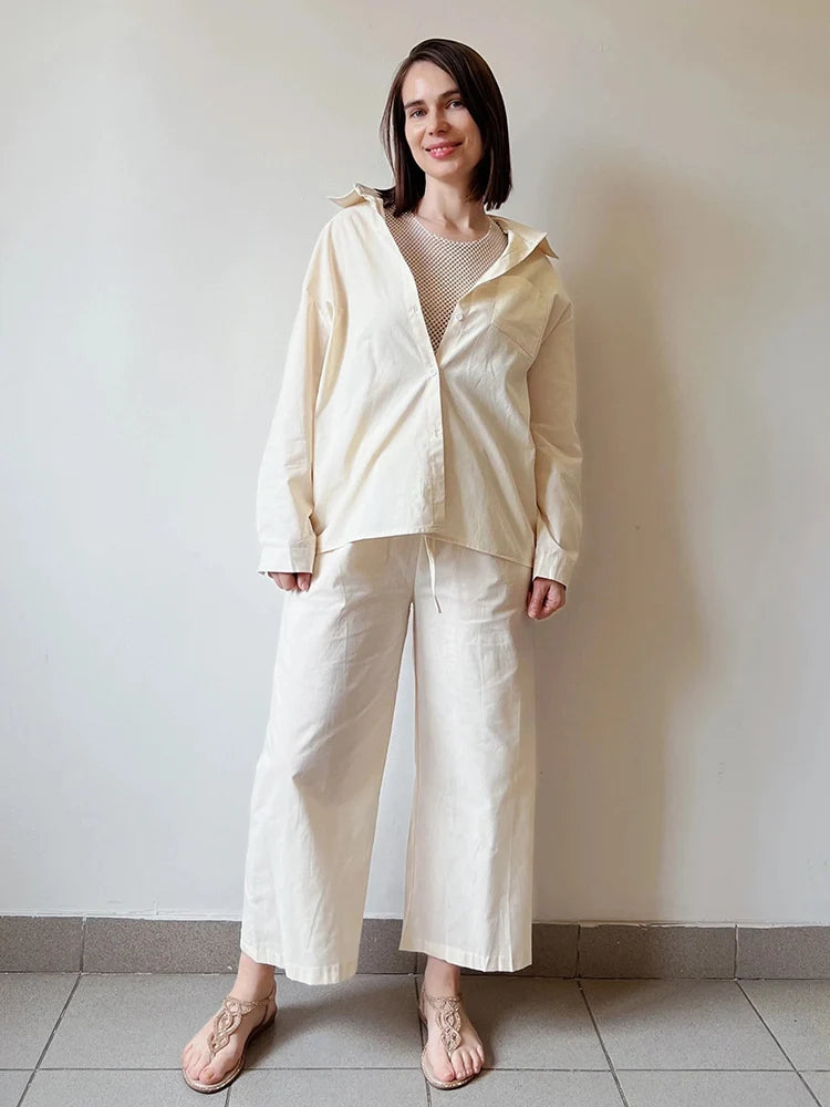 Streamgirl Linen Pants Sets For Women Summer Suits Pink Two Piece Trouser Women's Suit Sets Linen Shirt Set Oversize Outfit Suit