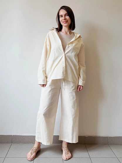 Streamgirl Linen Pants Sets For Women Summer Suits Pink Two Piece Trouser Women's Suit Sets Linen Shirt Set Oversize Outfit Suit