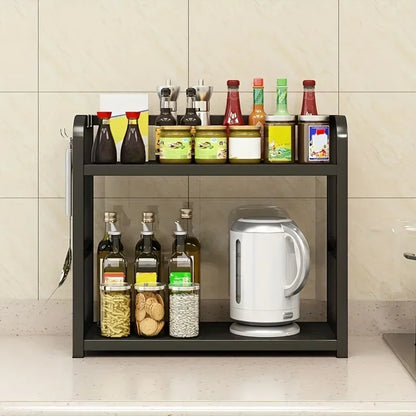 Space Saving Countertop Organizer 2-Tier Rustproof Metal Rack Kitchen Storage Holder for Coffee Mugs Condiments 1pc