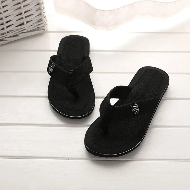 2025 Summer New Men's Flip Flops Indoor Outdoor Beach Sandals Thick Soft Sole Bathroom Slides Shoes Man Non-slip Home Slippers
