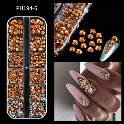 Ocean Gold Nail Art Charms - 3D Shell Seahorse Starfish Pearl Gems Studs