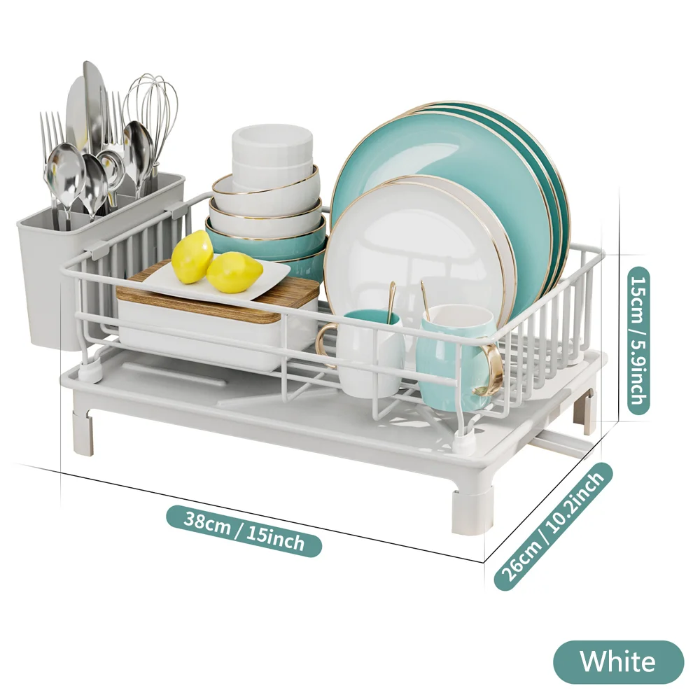 Kitchen Organizer Rack - Multi Functional Dish Drying Rack & Utensil Drainer | Stackable Metal Storage