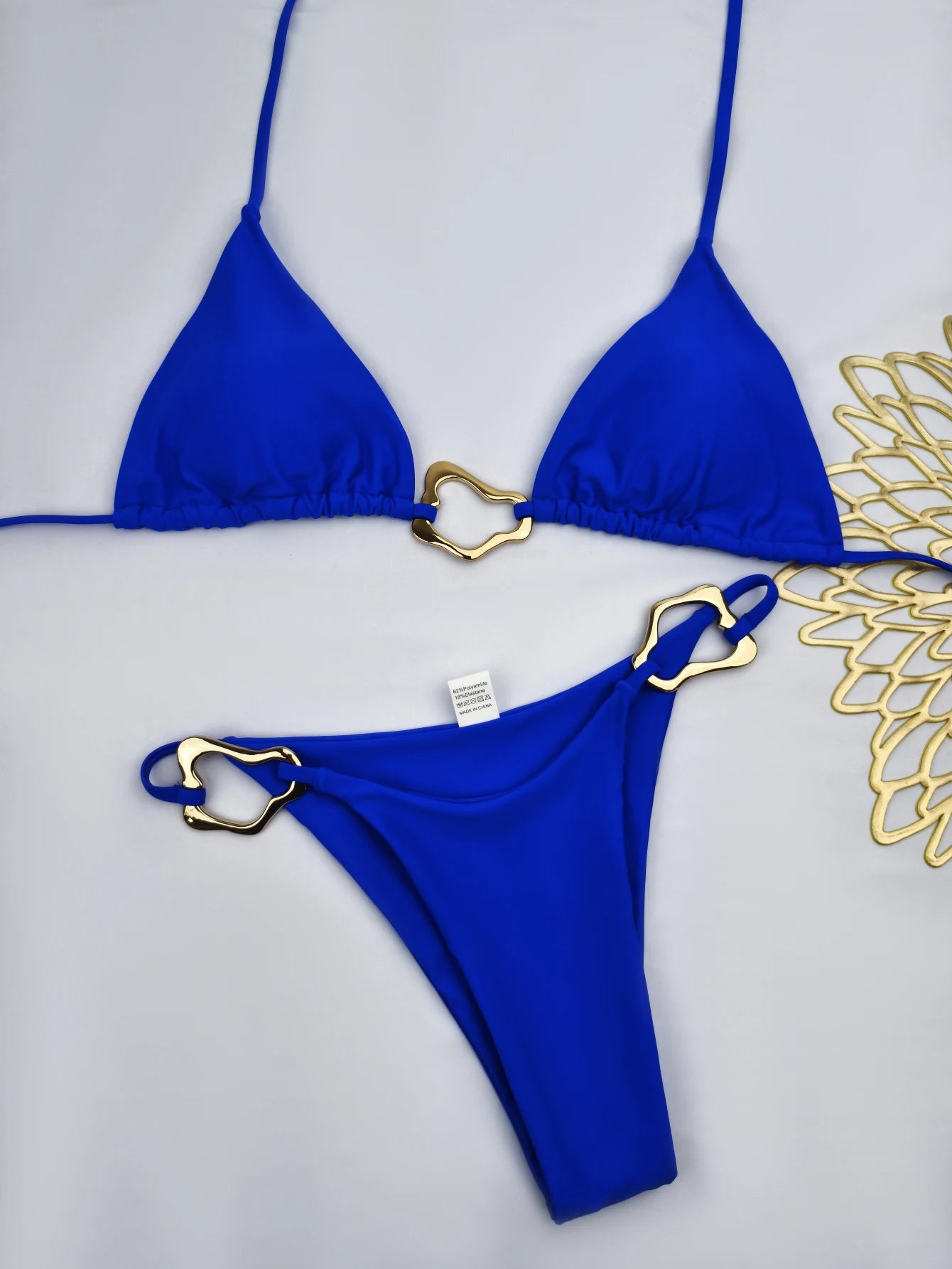 Lace-up Two-Piece Bikini - Solid Color Swimsuit for Women - ZOOMNSTORE