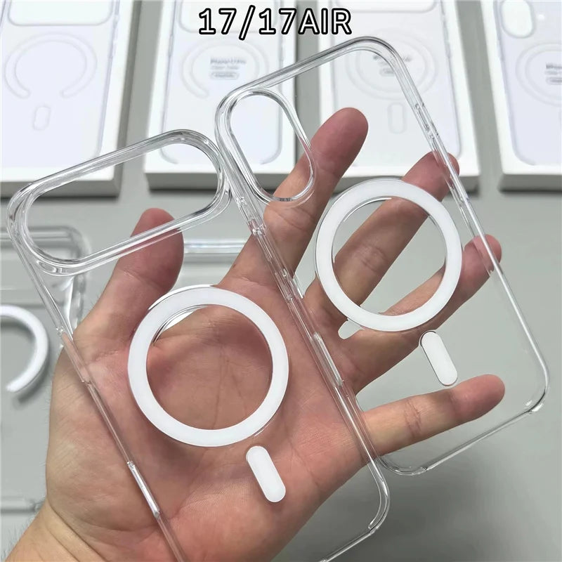 Original Magnetic Animation Clear Case For iPhone 17 16 15 14 13 17Pro Max Boxed Hard Cover For Magsafe Wireless Charging