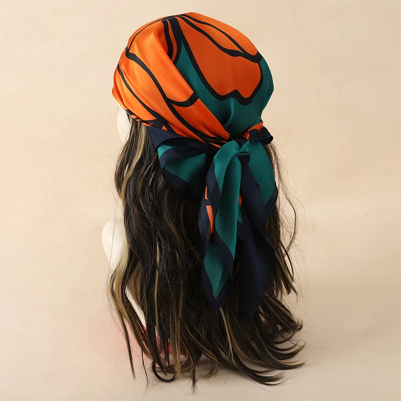 Luxury Silk Square Scarf - 70cm Satin Neck Tie  Hair Bandana for Women