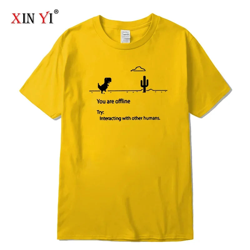 Men's High Quality Cotton Blend Funny Dinosaur Print T Shirt Loose O-neck Men Tshirt Short Sleeve T-shirt Male Tees Tops