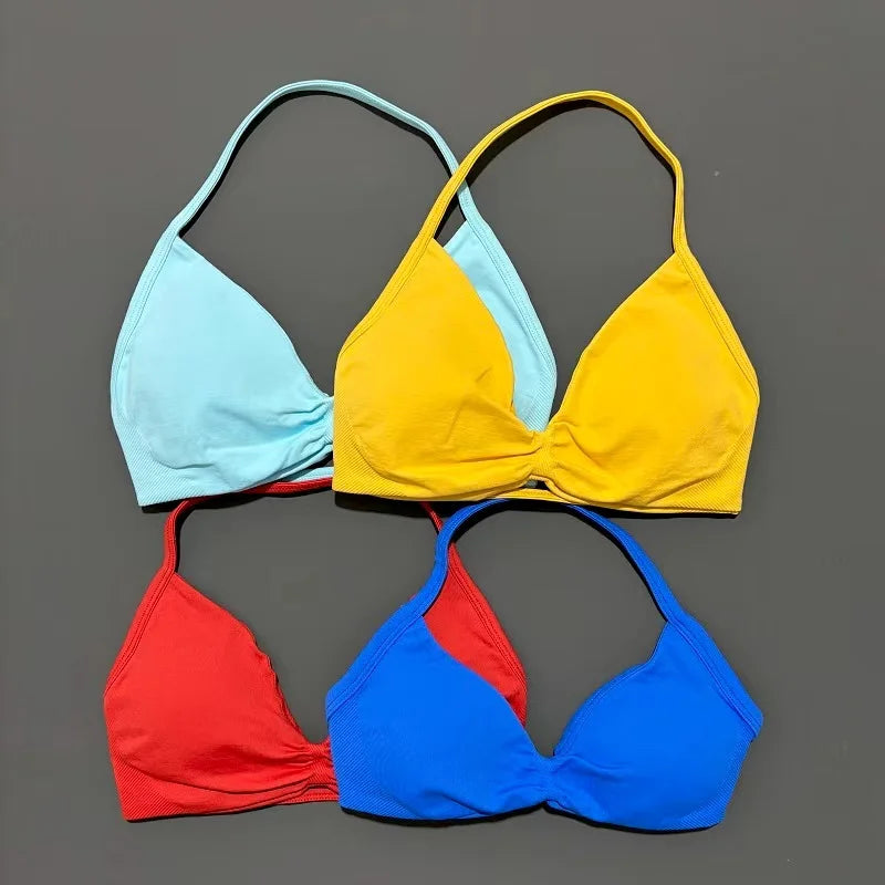 Impact Sports Bra - Seamless Yoga Halter Top for Women | High Support Fitness Workout Bra