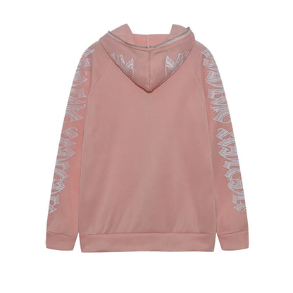 Fashion Women's Monochrome Monogrammed Kepeng Hoodie Long-Sleeved Sweater Autumn New Europe And the United States Style