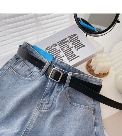 Women's High-Waist Denim Shorts – Wide-Leg Jean Shorts with Belt