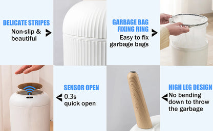 Smart Motion Sensor Trash Can - Automatic Plastic Bin for Home  Office