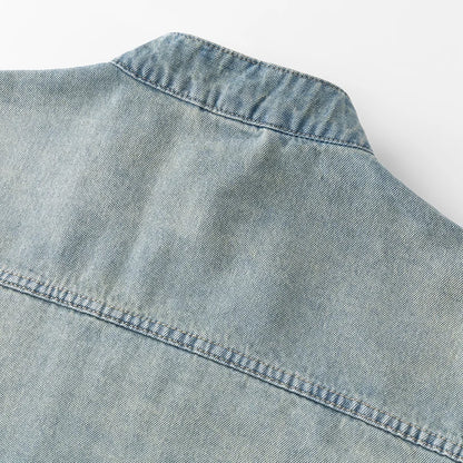 Men's Casual Non-Stretch Denim Jacket High Street Style Zipper Loose Workwear Jacket Plus Size Trendy Streetwear Top