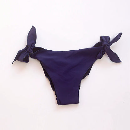 Hotsale Bandage Fold Sexy Thong Brazilian Bikinis Tanga 2025 Swimwear Swimsuit Women Bottom Sexy Cheap Bathing Suit Bottom
