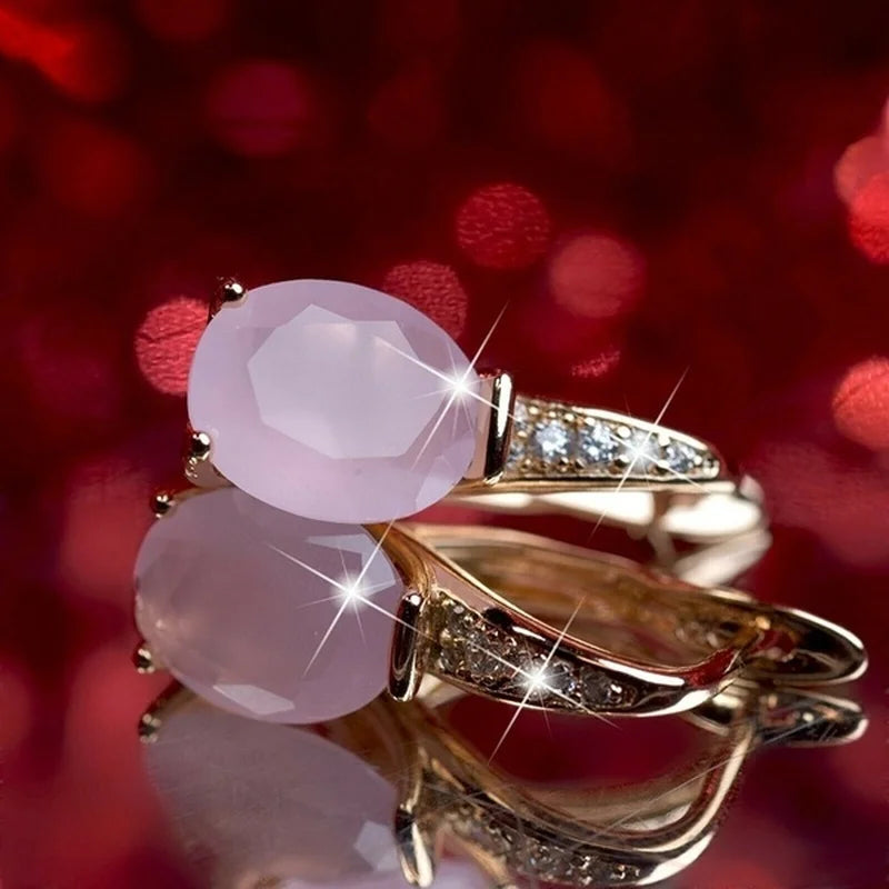 Pink Crystal Stone Hoop Earrings – Bridal Dangle Earrings