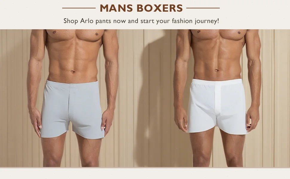 Men's Ice Silk Boxers Shorts Large Size Underwear Man Mid Waist Loose Arrow Pants Boy Home Pajamas Underpants Breathable Panties