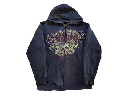 Y2K New American Tapout Zipper Hoodie Sweatshirt Men Hip Hop Letter Retro Graphic Embroidery Hoodie Jacket Clothes Streetwear
