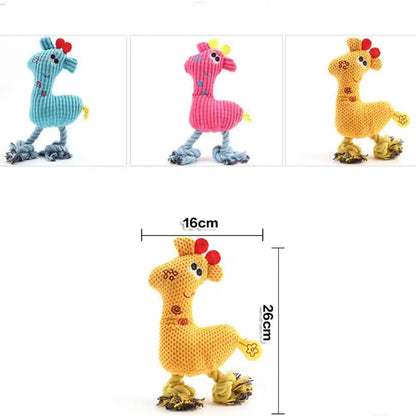 Cute Cartoon Animal Plush Pet Toy Squeaky Durable Chew Resistant Puppy Molar Interactive Play Toys Boredom Relief Dog Chewing