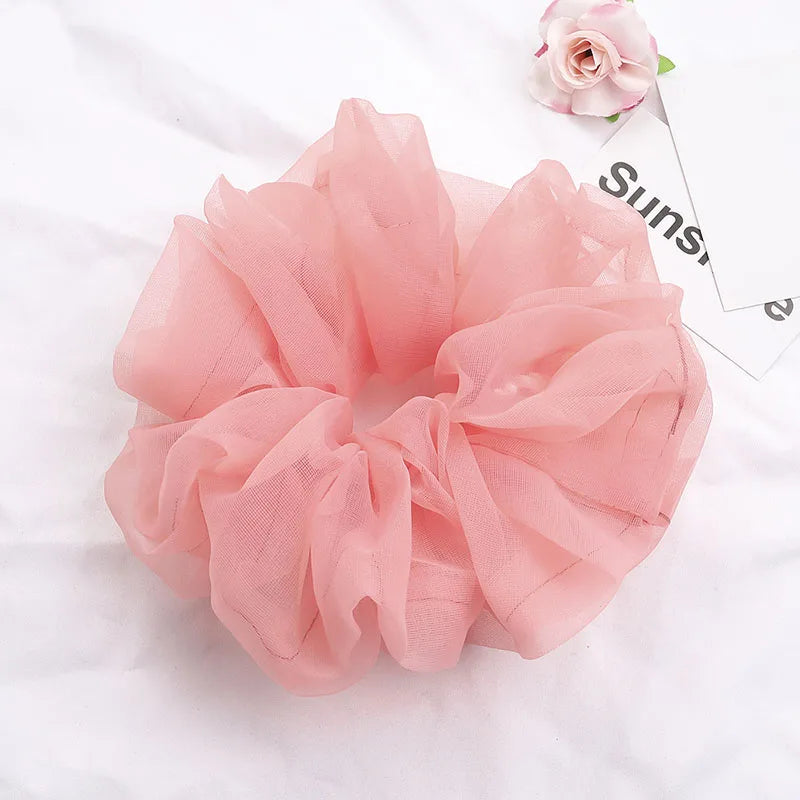 Summer Organza Silk Scrunchies Elastic Hair Bands for Women Fashion Hair Rope Ponytail Holder Ties Girl Hair Accessories