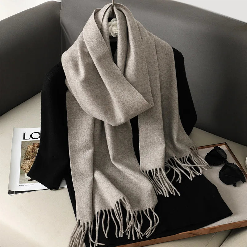 62-Color Cashmere Winter Scarf - Warm Thicken Pashmina Shawl with Tassels