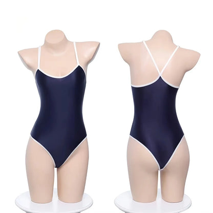 NEW S-XXL Japanese Style Womens One-Piece Swimsuit Plus Size blue Swimwear,Sexy Bathing Suit Wear for summer swim Beach Pool