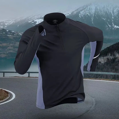 Men's Running Shirt - Quick Dry Long Sleeve Sportswear with Half Zipper for Autumn Winter