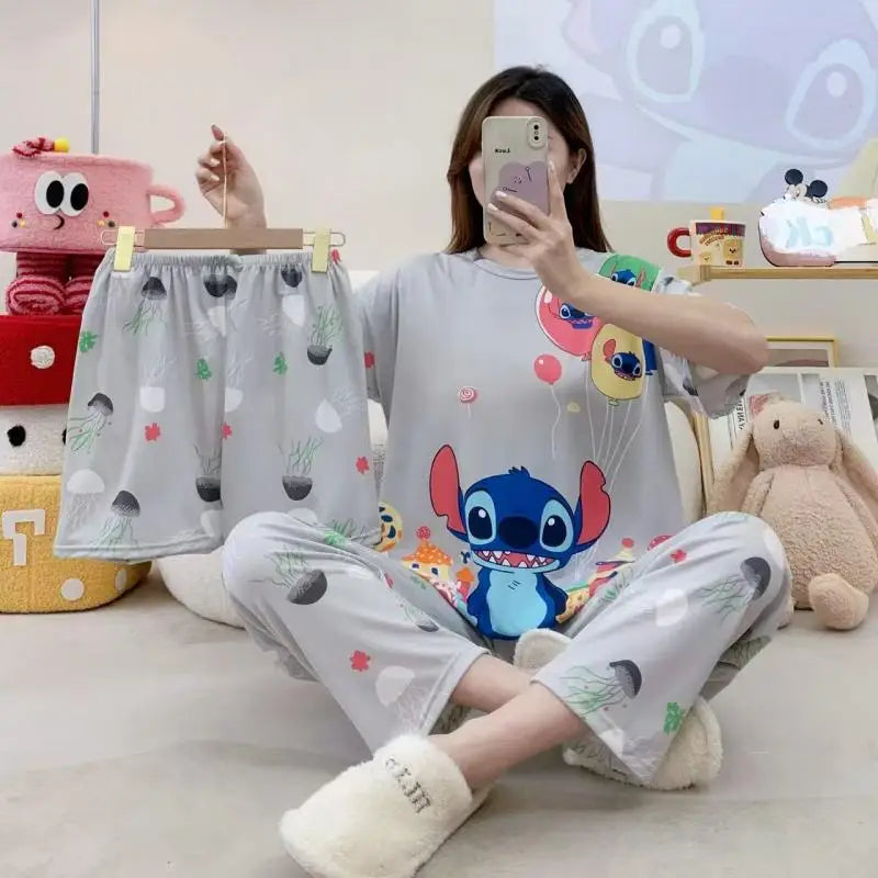 Women's New Three Piece Pajama Home Outfit Sweet Pajama Cartoon Casual Women's Fashionable and Comfortable Home Outfit Pajamaset