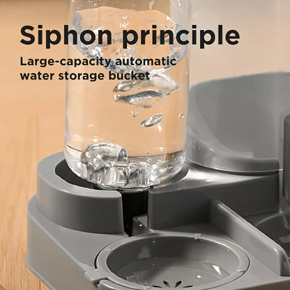 Ww-Durable Plastic 2-in-1 Automatic Pet Feeder Water Dispenser Large Capacity Food Water Bowl For Cats Dogs