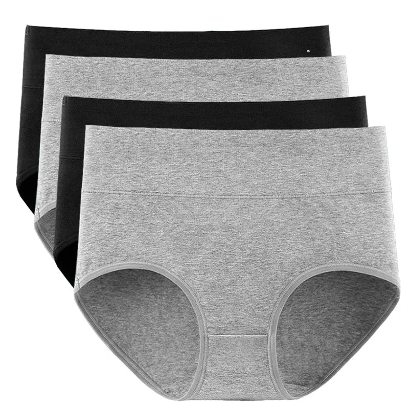 New 4Pcs/Lot High Waist Panties Women Underwear Plus Size Cotton Briefs Girls Shapers Abdominal Underpants Female Sexy Lingeries