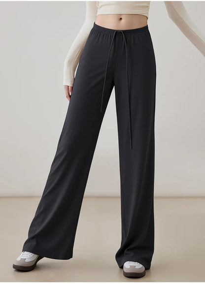 Women's Buttery Soft Wide Leg Yoga Pants - Elastic Waist, Cooling Breathable, Natural Drape Straight Leg Workout Pants
