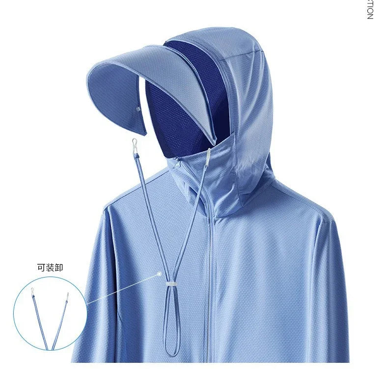 Summer sun protective clothing ultra-thin breathable sun protective clothing women's UV-proof large size hooded ice silk skin cl