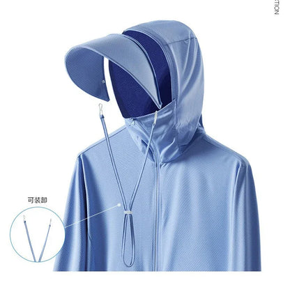 Summer sun protective clothing ultra-thin breathable sun protective clothing women's UV-proof large size hooded ice silk skin cl